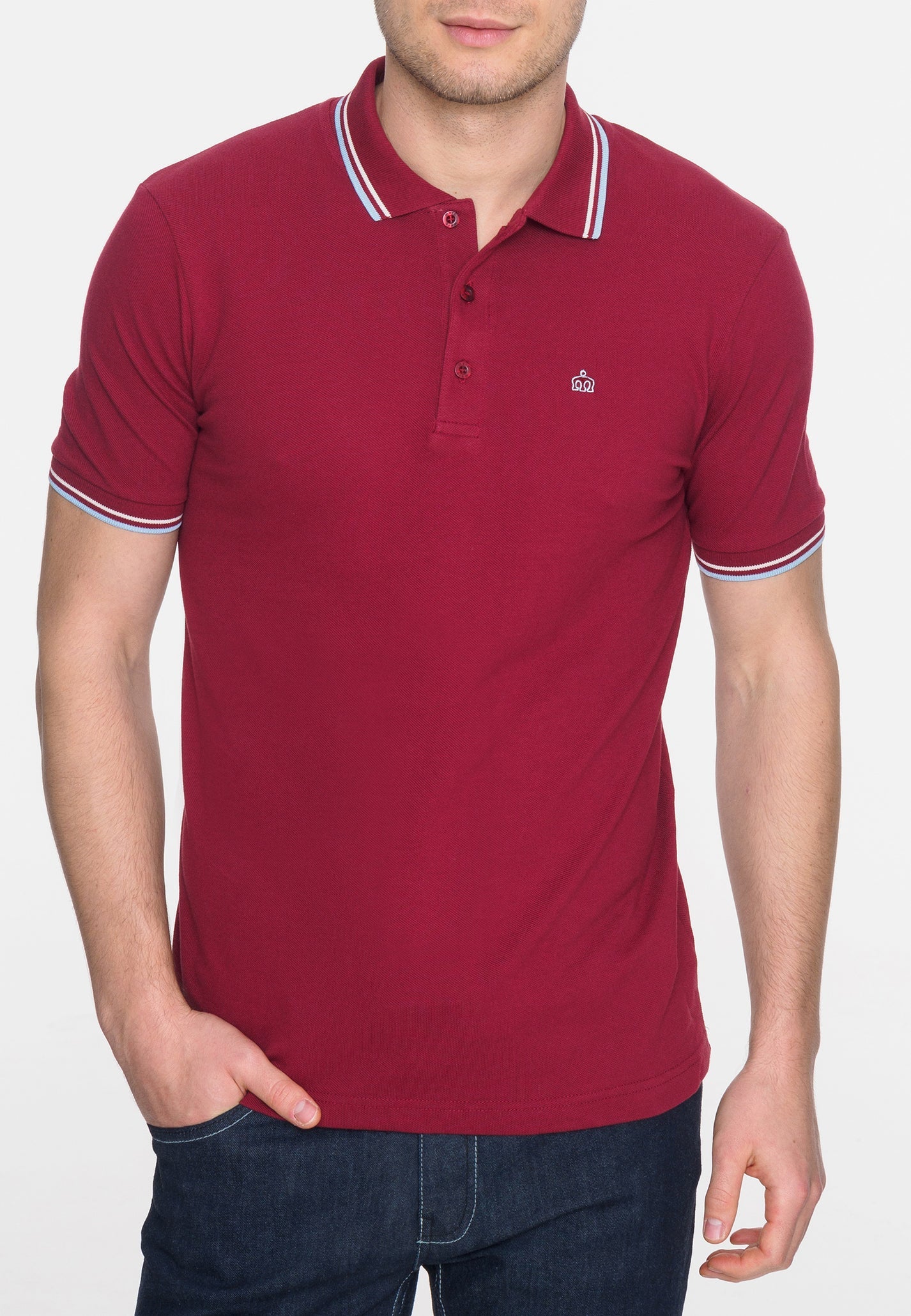 Merc Men's Card Tipped Polo Shirt Claret / Harmony