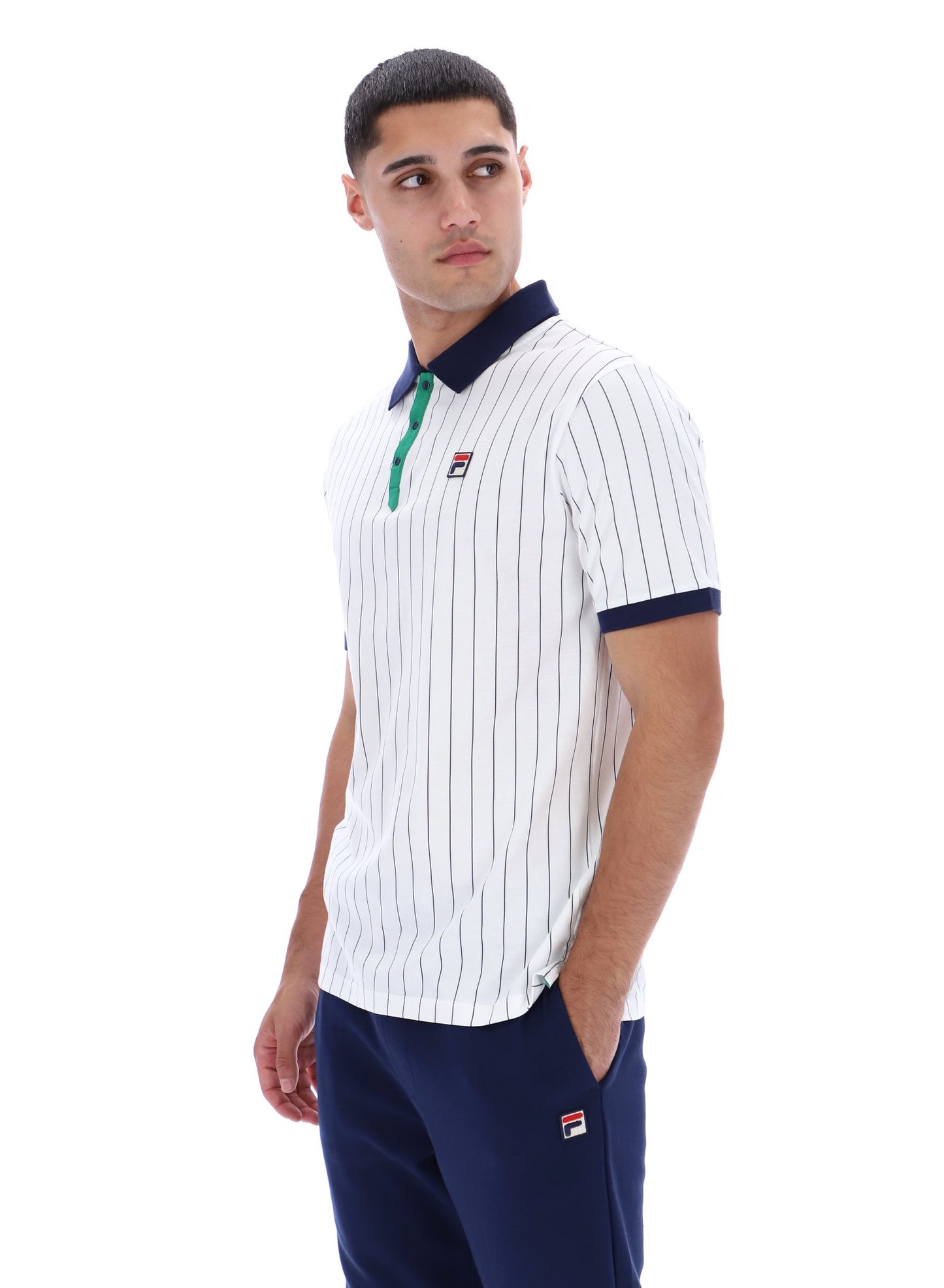 Fila Vintage Men's BB1 Classic Vintage Stripped Polo Shirt White / Green