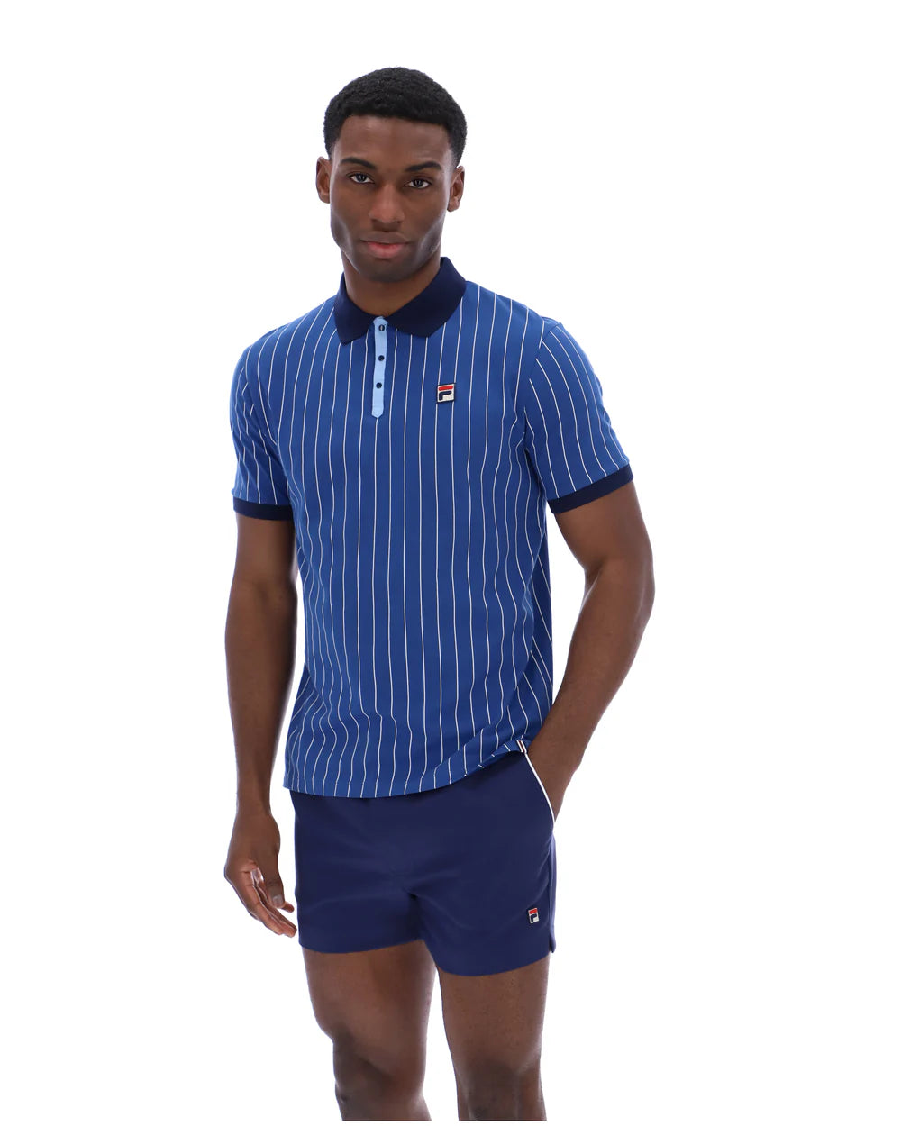Fila Vintage Men's BB1 Classic Vintage Stripped Polo Shirt Limoges / White / Frozen Fjord / Fila Navy