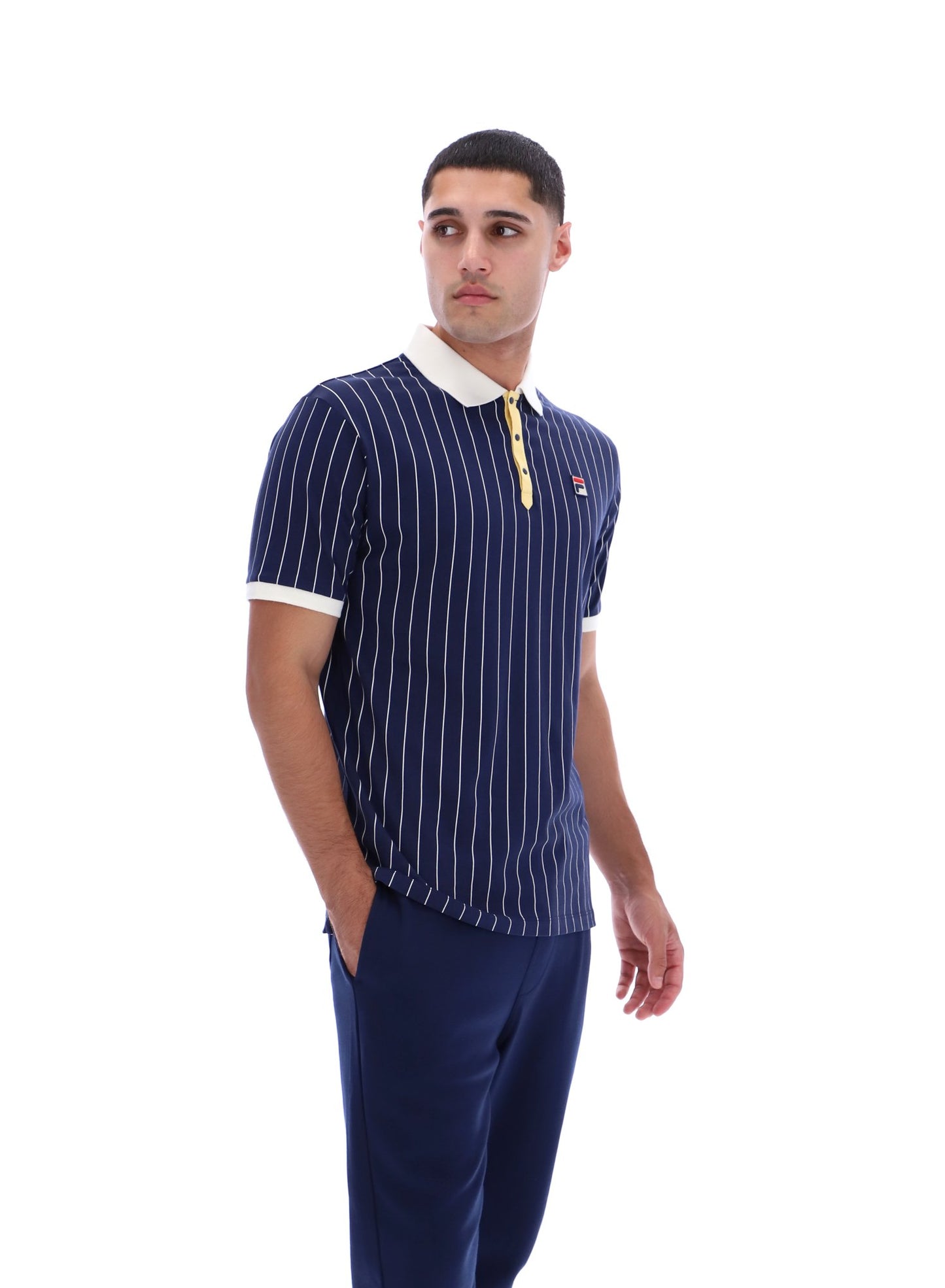 Fila Vintage Men's BB1 Classic Vintage Stripped Polo Shirt Fila Navy / Raffia