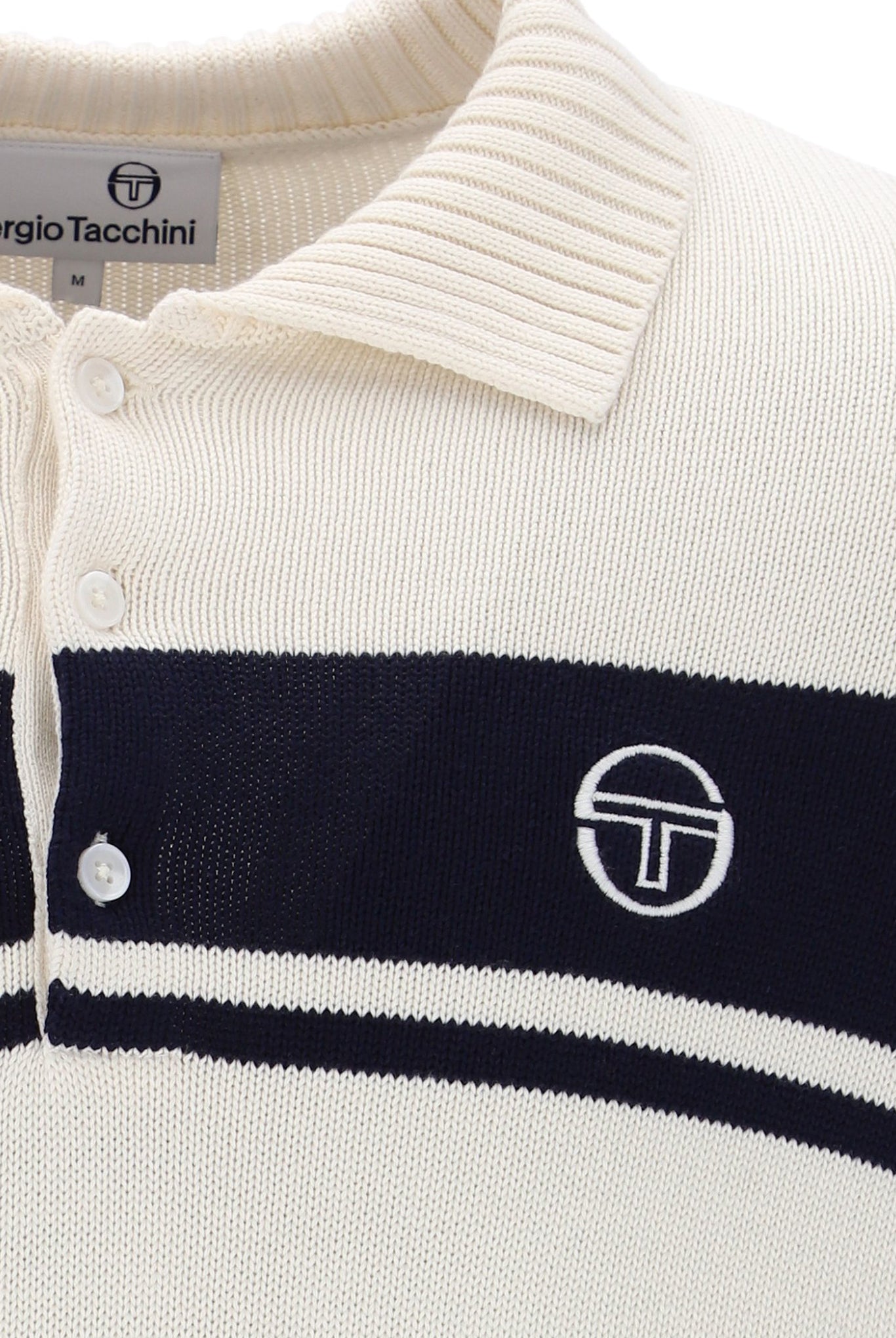 Sergio Tacchini Men's Damarindo Knitted Polo Shirt Gardenia/ Maritime Blue