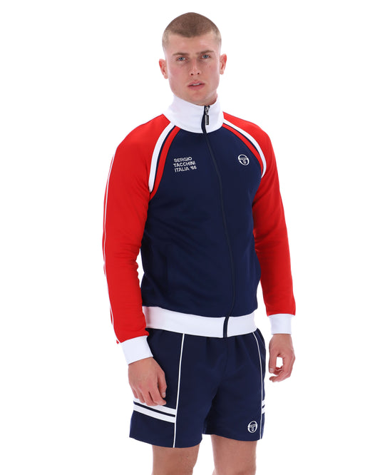 Sergio Tacchini Men's Ghibli Davis Track Top Maritime Blue / Adrenaline Rush / White