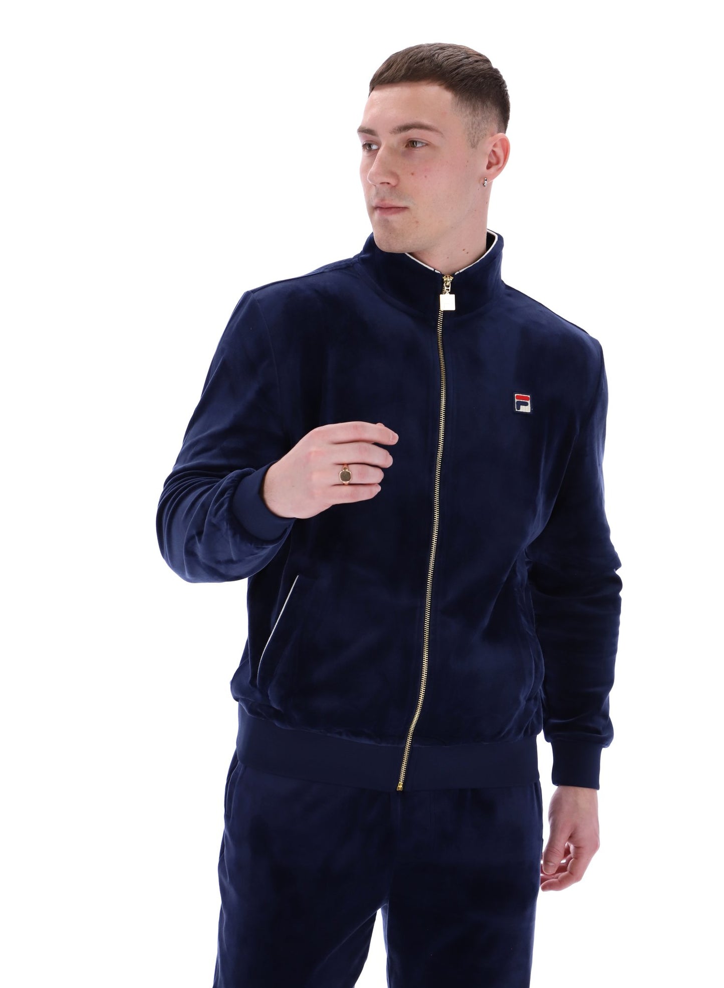 Fila Vintage Men's Irving 2 Velour Track Top Fila Navy Blue