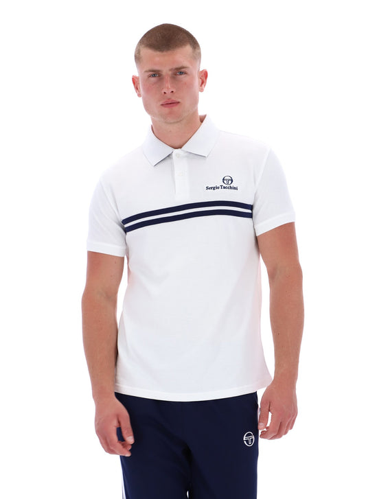Sergio Tacchini Men's New Supermac Polo Shirt White / Maritime Blue