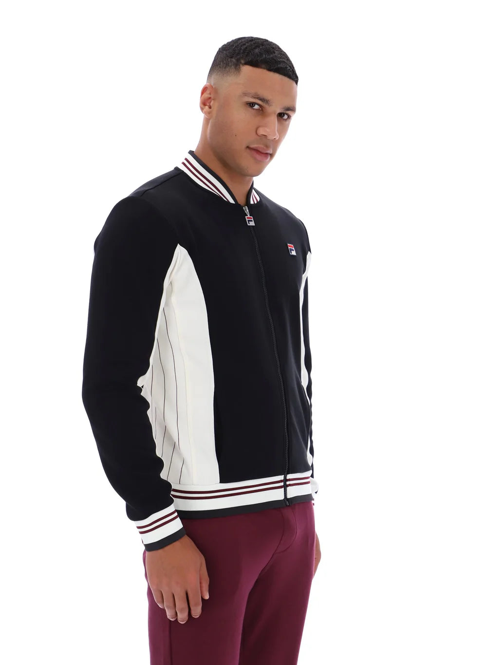 Fila Vintage Men's Settanta 2 Track Top Black / Gardenia / Fig / Charcoal