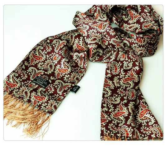 Tootal Men's TV5927 Paisley Silk Scarf Wine Burgundy