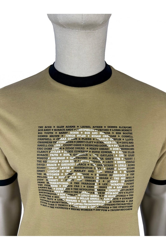Trojan Records Men's TC1039 Artist Logo T Shirt Camel Brown