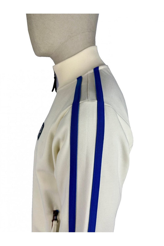 Trojan Records Men's TC1043 Contrast Zip Track Top Ecru