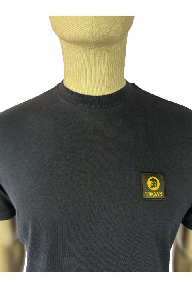 Trojan Records Men's TC1050 Plain Badged T Shirt Navy Blue