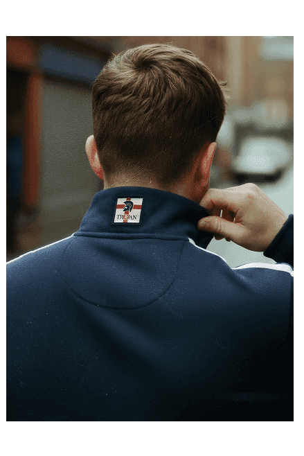 Trojan Records Men's TR9057 Quarter Zip St George Sweat Navy Blue