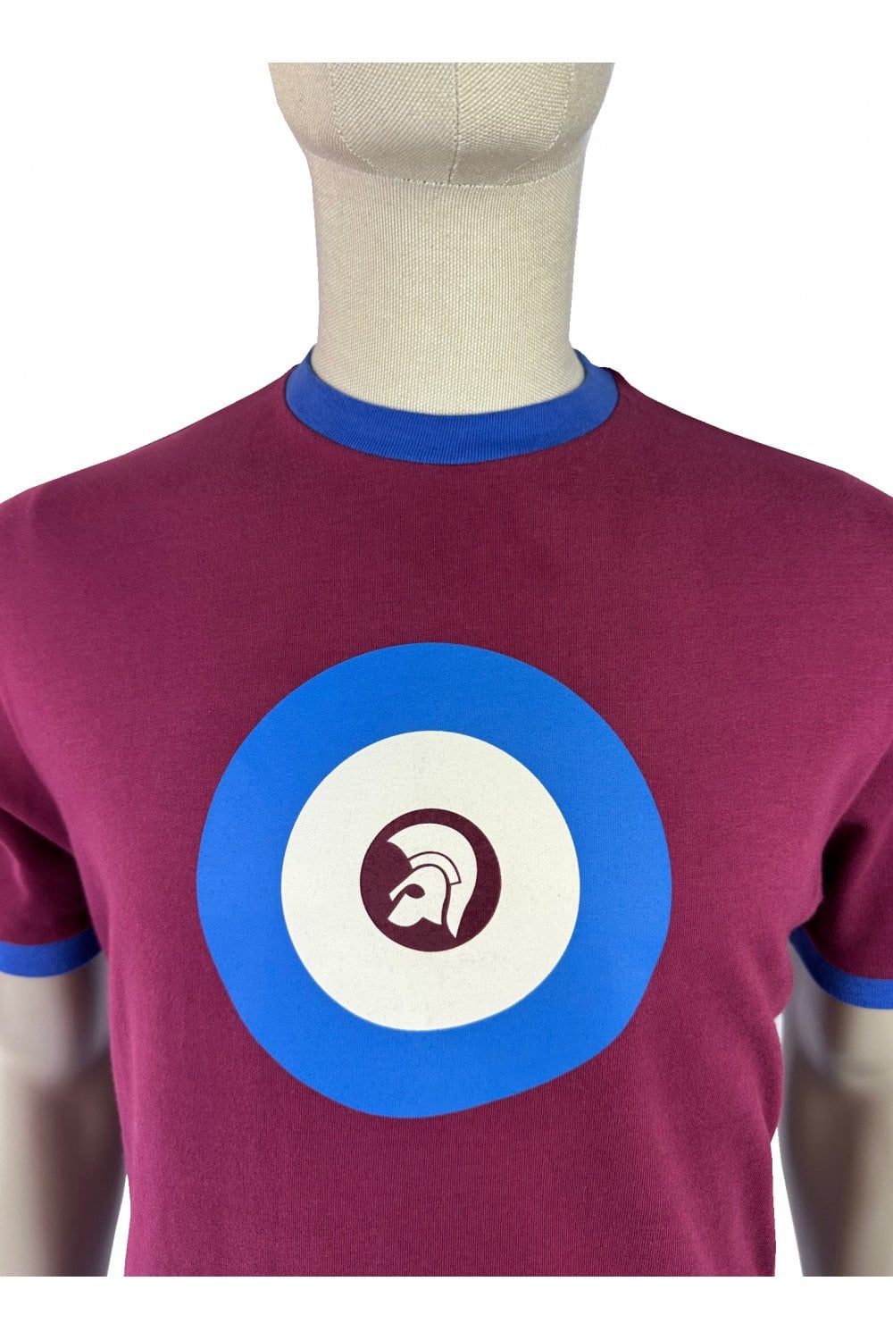 Trojan Records Men's TR9036 Target Ringer Tee Shirt Port