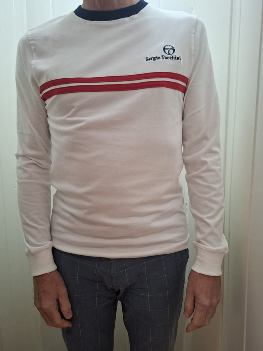 Sergio Tacchini Men's STM21241 New Supermac Long Sleeve Top White / Maritime Blue