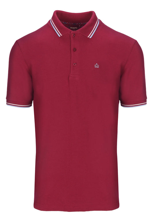Merc Men's Card Tipped Polo Shirt Claret / Harmony