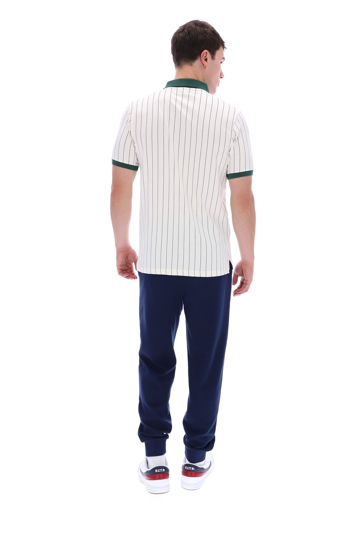 Fila Vintage Men's BB1 Classic Vintage Stripped Polo Shirt Gardenia / Pine Needle / Fudge