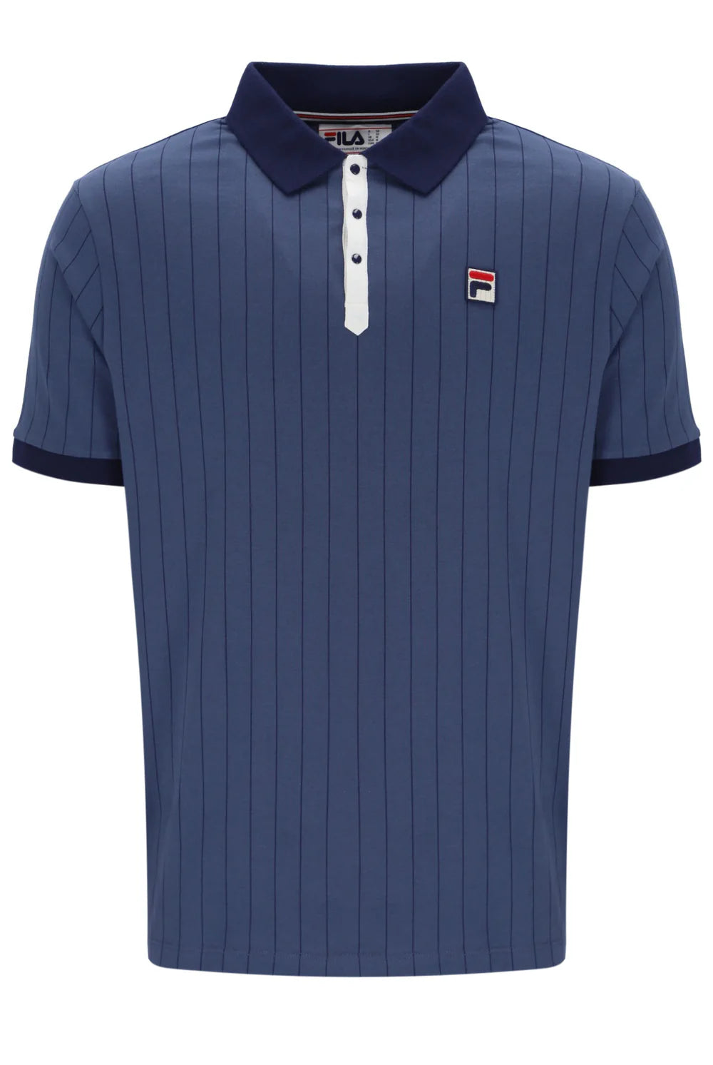 Fila Vintage Men's BB1 Classic Vintage Stripped Polo Shirt Vintage Indigo / Gardenia
