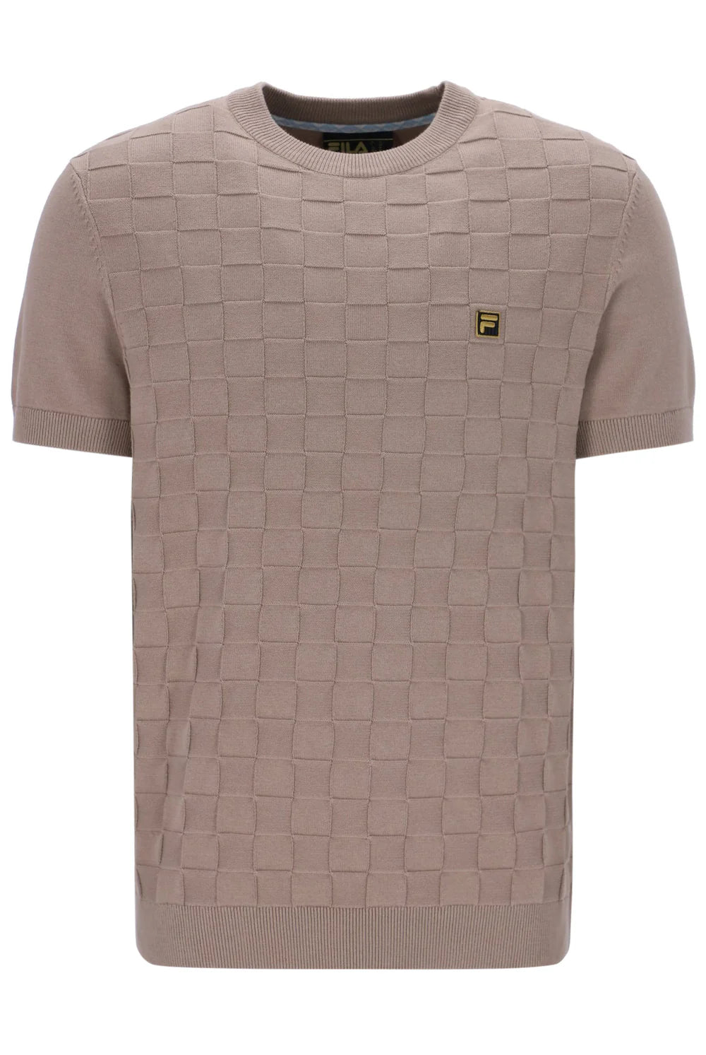 Fila Vintage Men's Campbell Knit Crew Neck T Shirt Mocha Meringue