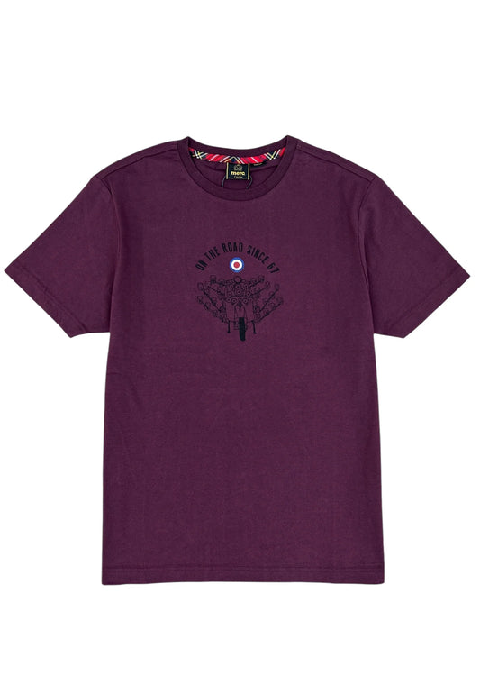 Merc Men's Crane Crew Neck T Shirt Deep Red