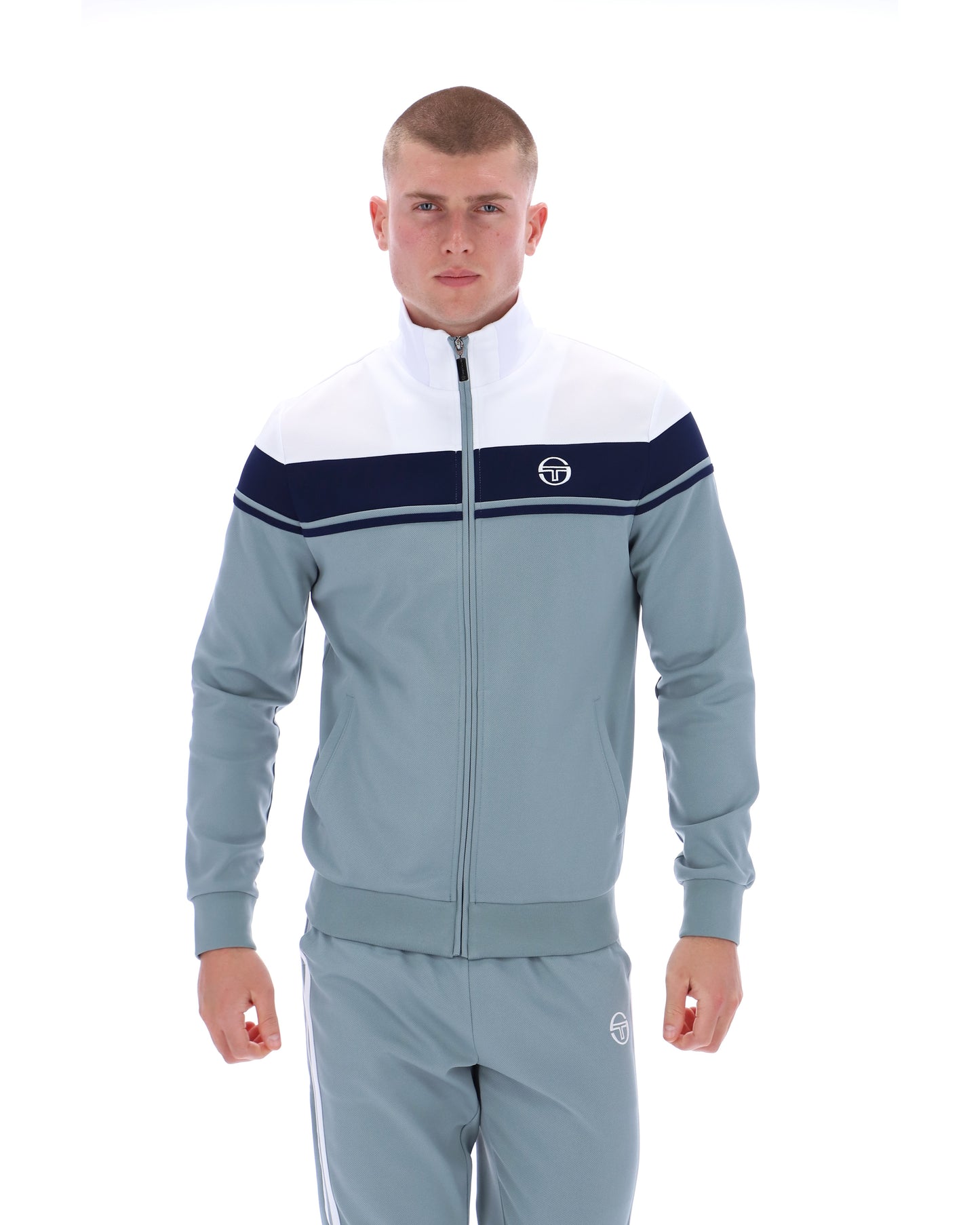 Sergio Tacchini Men's Damarindo Track Top White / Maritime Blue