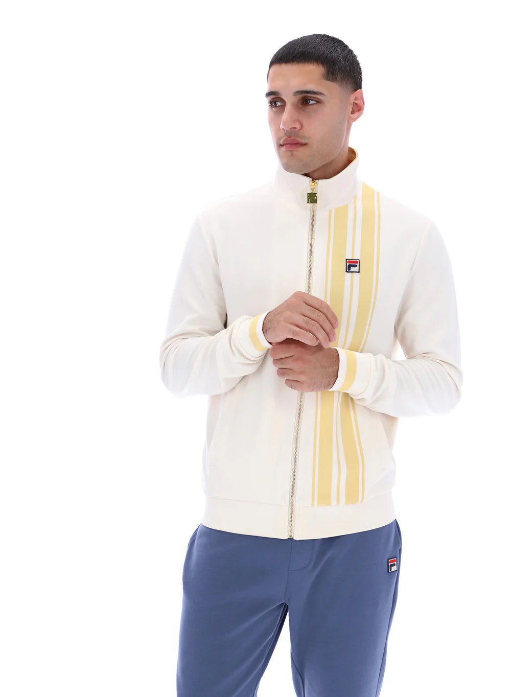Fila Vintage Men's Dante Stripe Track Top Gardenia / Raffia