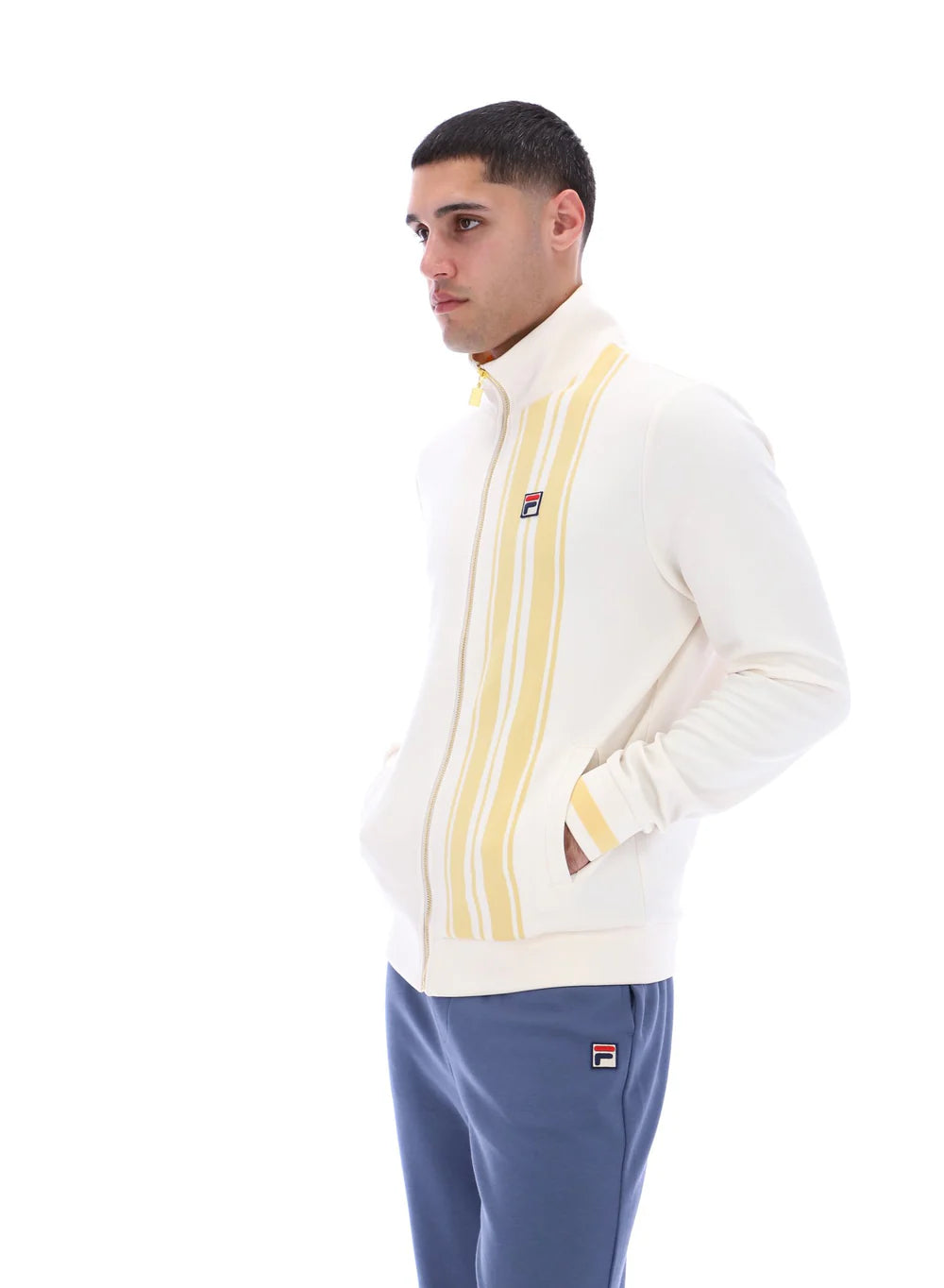Fila Vintage Men's Dante Stripe Track Top Gardenia / Raffia