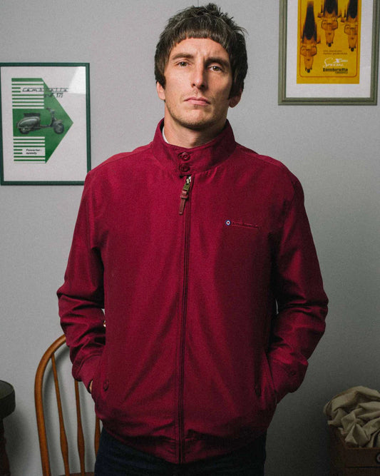 Lambretta Men's LMBBHH1 Shower Resistant Classic Harrington Jacket Burgundy