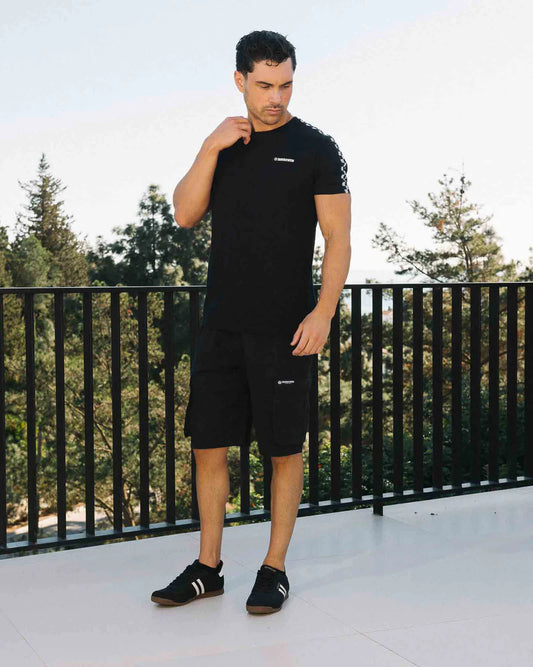 Lambretta Men's SS9101 Two Tone Taped T Shirt Black / White