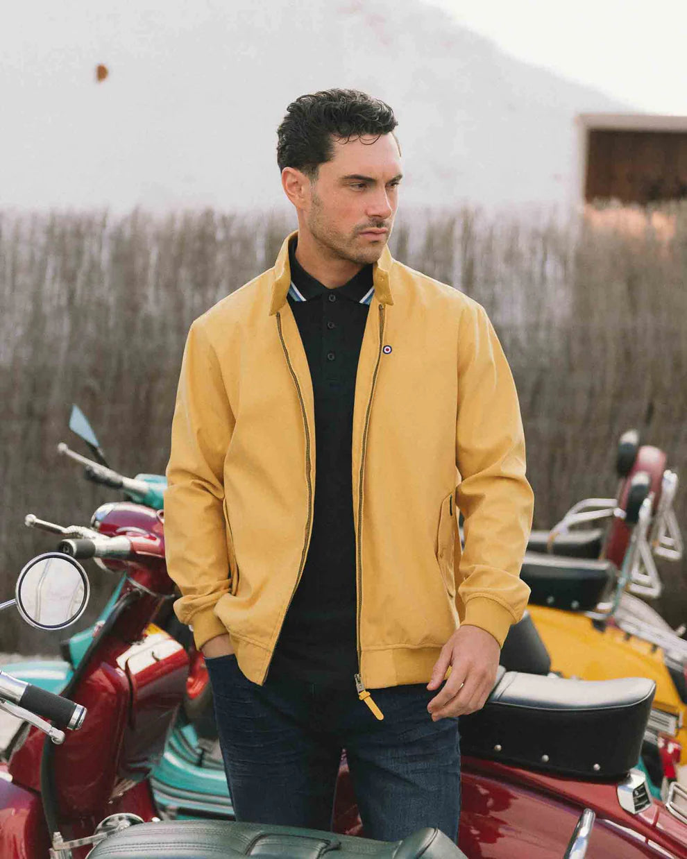 Lambretta Men's LMBBHH1 Shower Resistant Classic Harrington Jacket Mustard