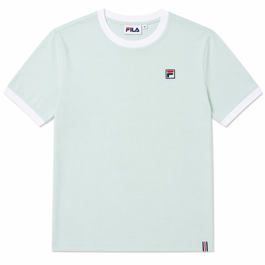 Fila Vintage Men's Marconi Essential Ringer T Shirt Surf Spray / White