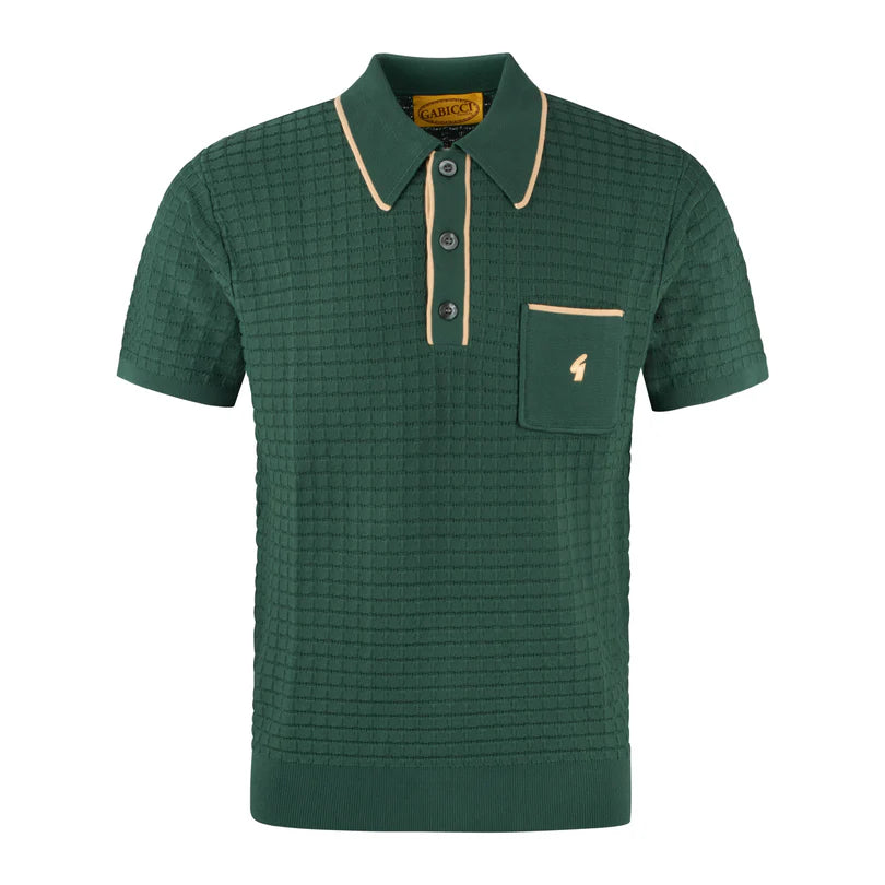 Gabicci Vintage Men's V53GM28 Roy SS Textured Knit Polo Shirt Ivy Green