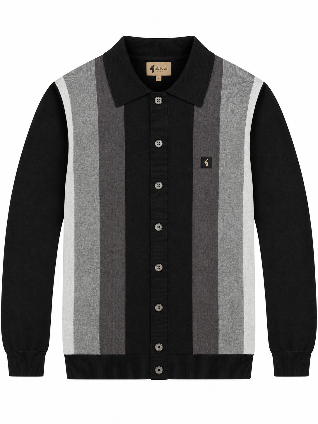 Gabicci Vintage Men's V57GM12 Pedro L/S Button Front Polo Shirt Black