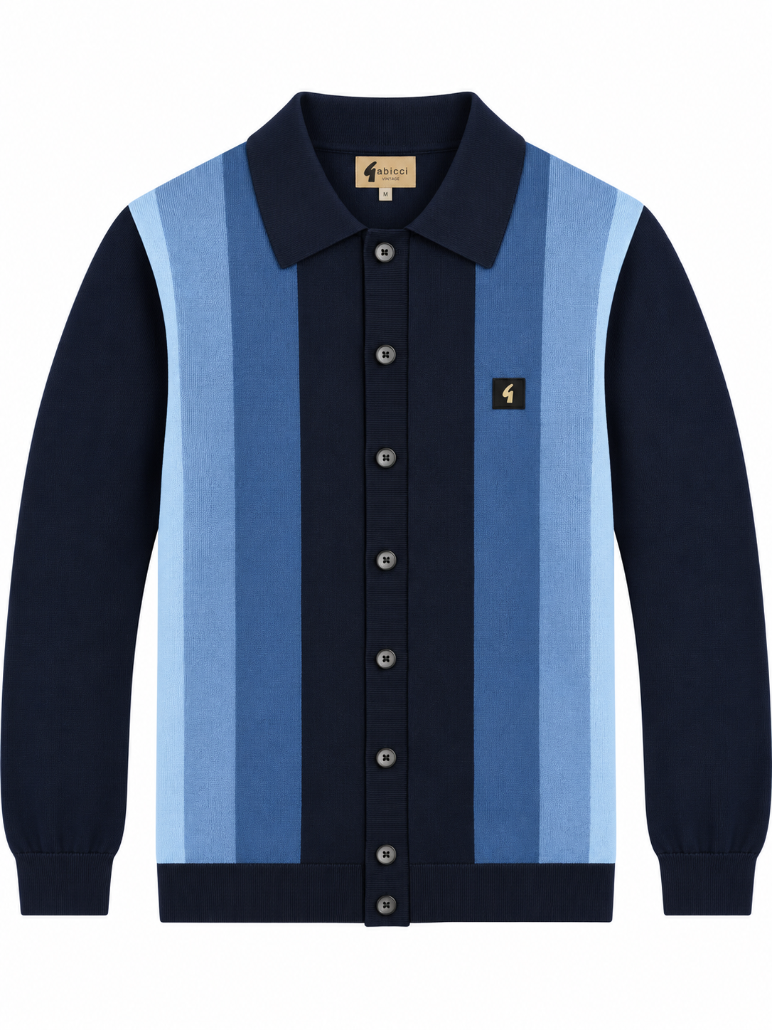 Gabicci Vintage Men's V57GM12 Pedro L/S Button Front Polo Shirt Navy Blue