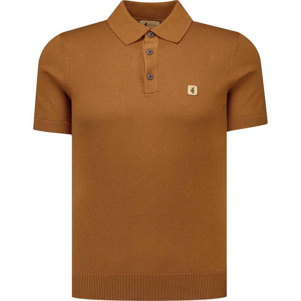 Gabicci Vintage Men's V19GK04 Jackson SS Knit Polo Shirt Walnut Brown