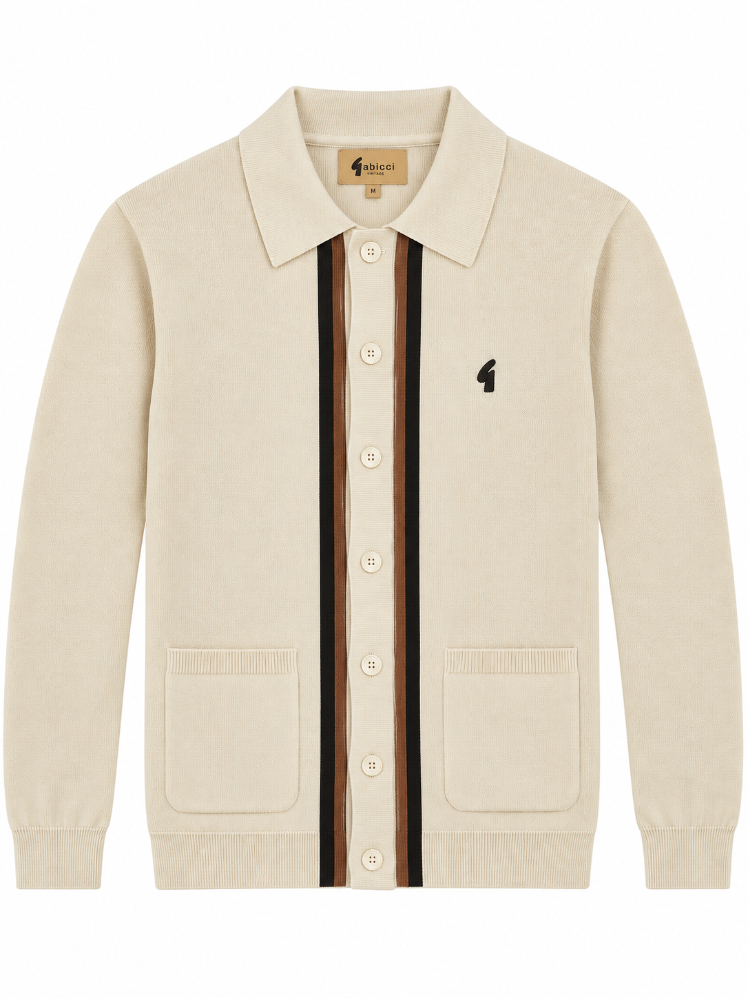 Gabicci Vintage Men's V57GM26 Bromley L/S Button Front Polo Shirt Cream