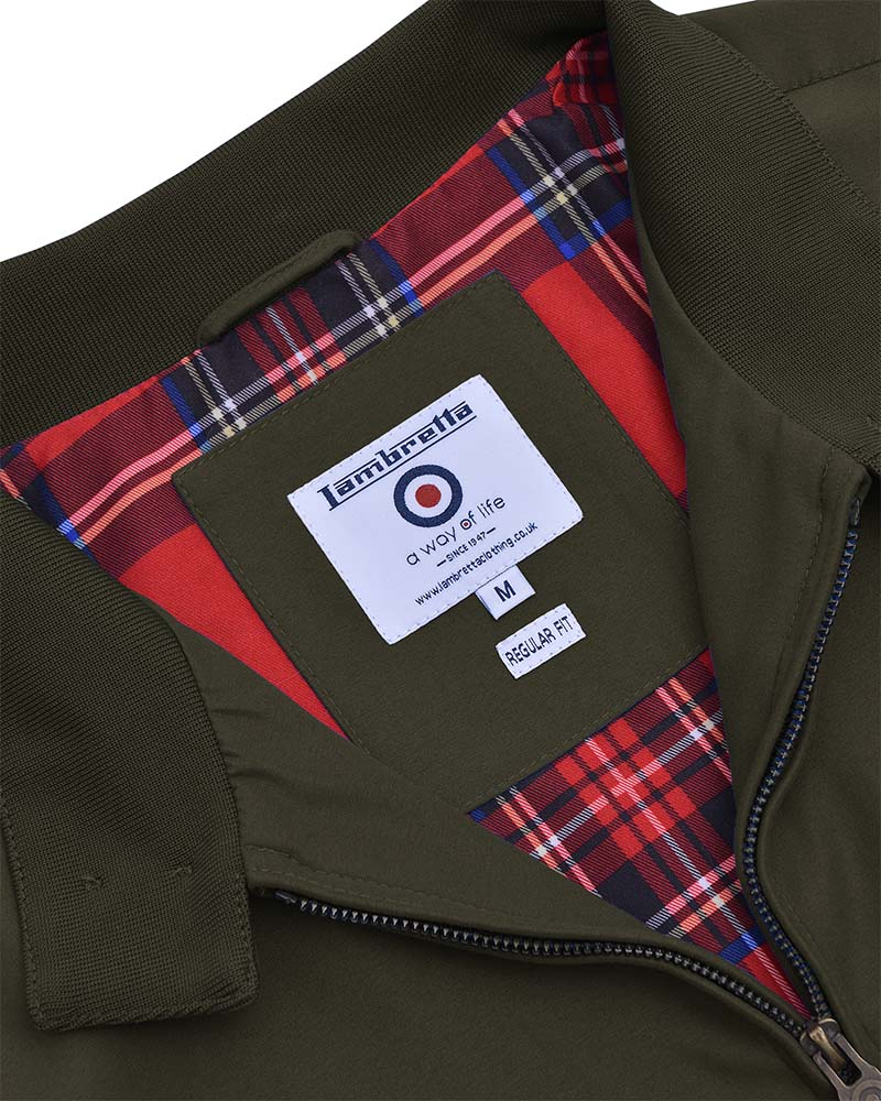 Lambretta Men's LMBBHH1 Shower Resistant Classic Harrington Jacket Khaki Green