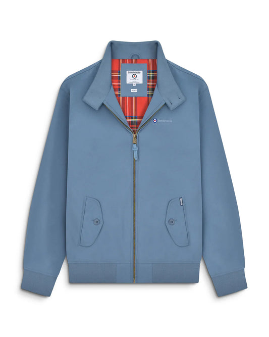Lambretta Men's LMBBHH1 Shower Resistant Classic Harrington Jacket Mid Blue