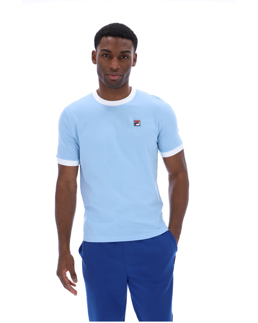 Fila Vintage Men's Marconi Essential Ringer T Shirt Frozen Fjord / White