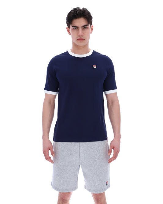 Fila Vintage Men's Marconi Essential Ringer T Shirt Fila Navy / White