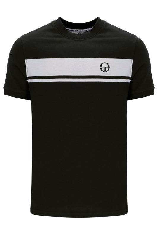 Sergio Tacchini Men's STM14593 SS Master Crew Neck T Shirt Black / Glacier Grey
