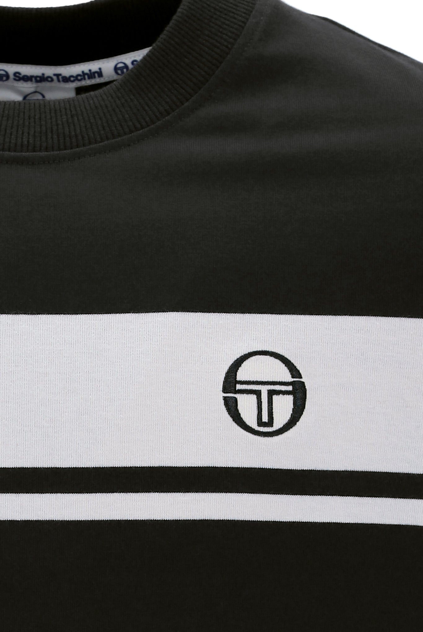 Sergio Tacchini Men's STM14593 SS Master Crew Neck T Shirt Black / Glacier Grey