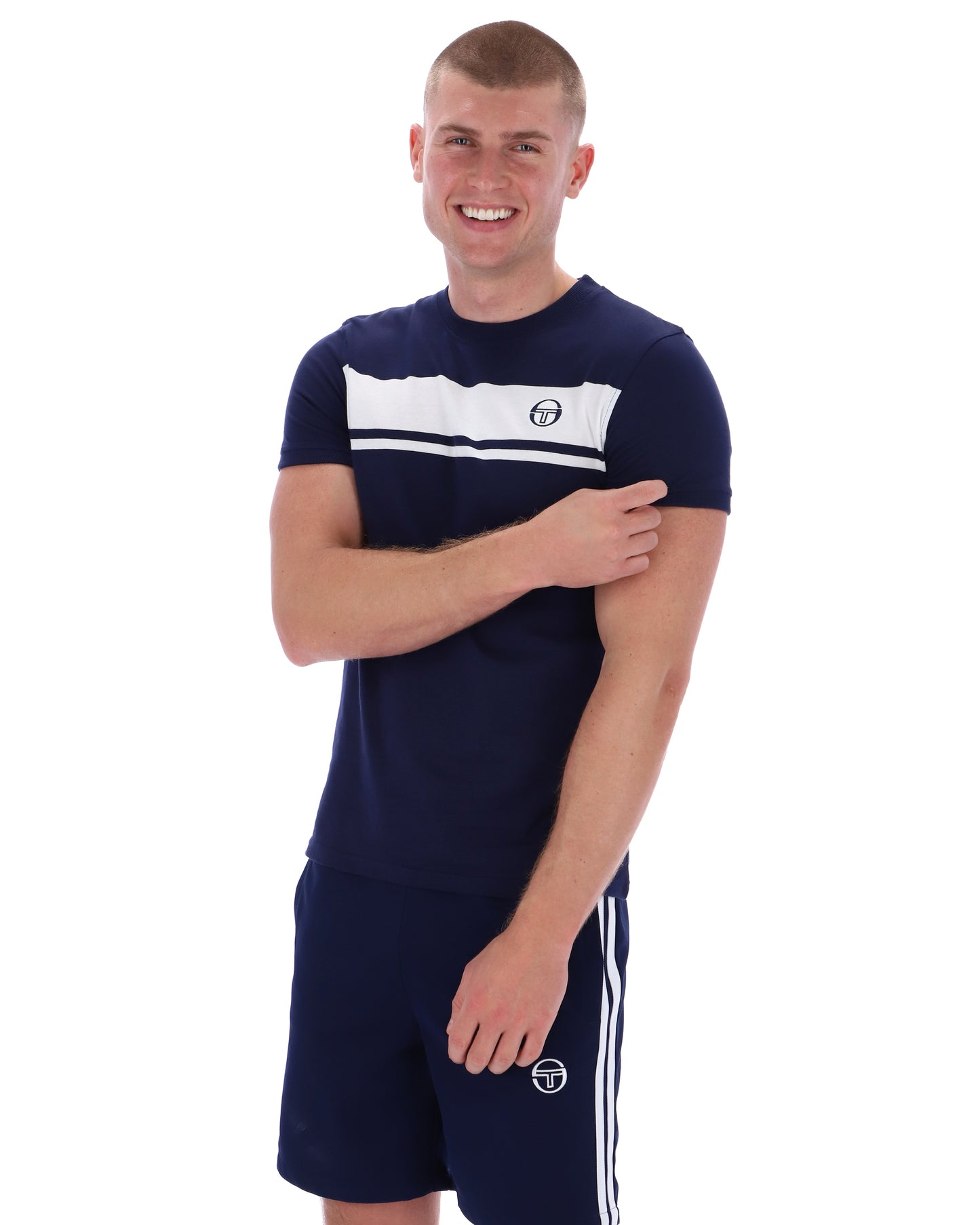 Sergio Tacchini Men's STM14593 SS Master Crew Neck T Shirt Navy / White