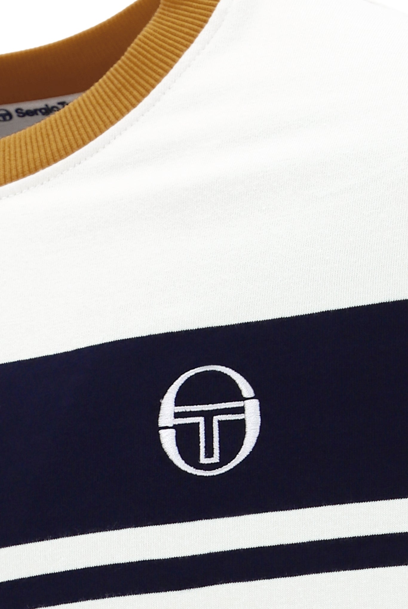 Sergio Tacchini Men's STM14593 SS Master Crew Neck T Shirt Gardenia / Maritime Blue