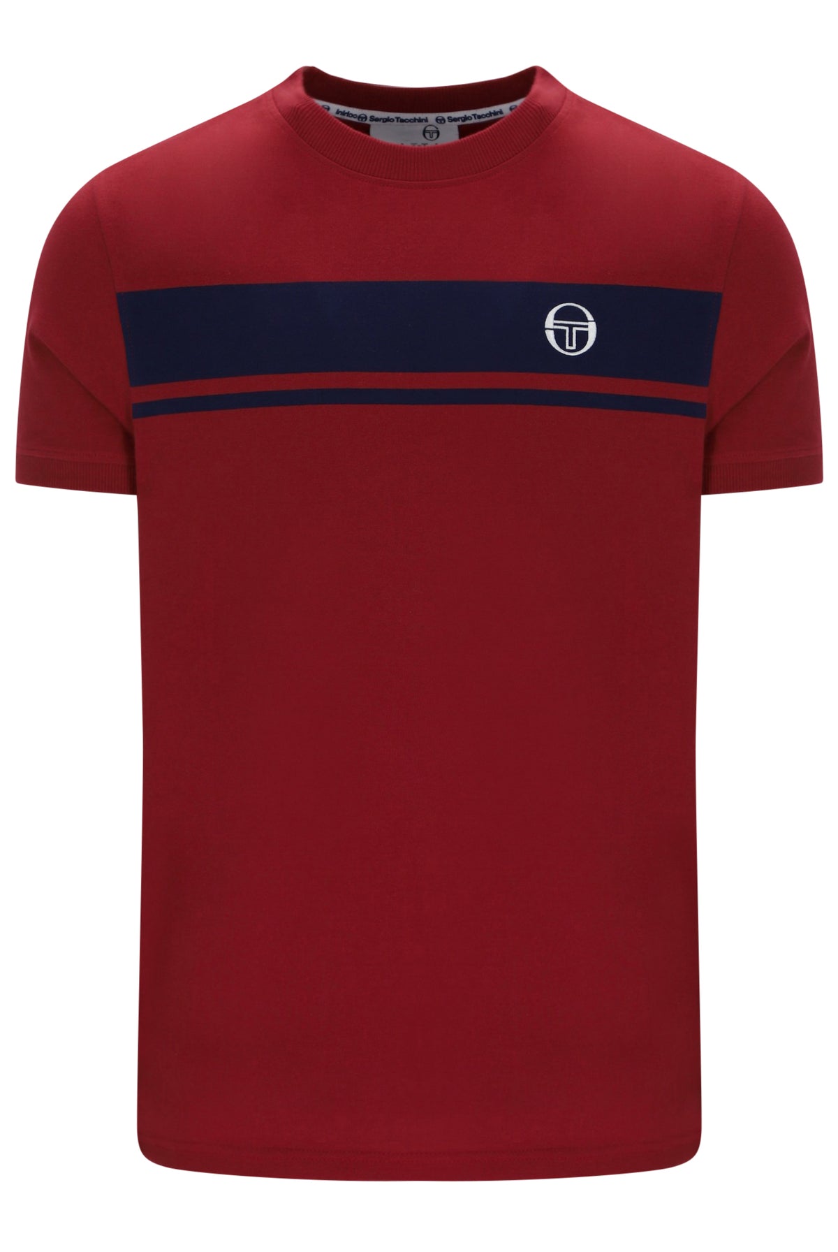 Sergio Tacchini STM14593 SS Master Crew Neck T Shirt Merlot / Maritime Blue
