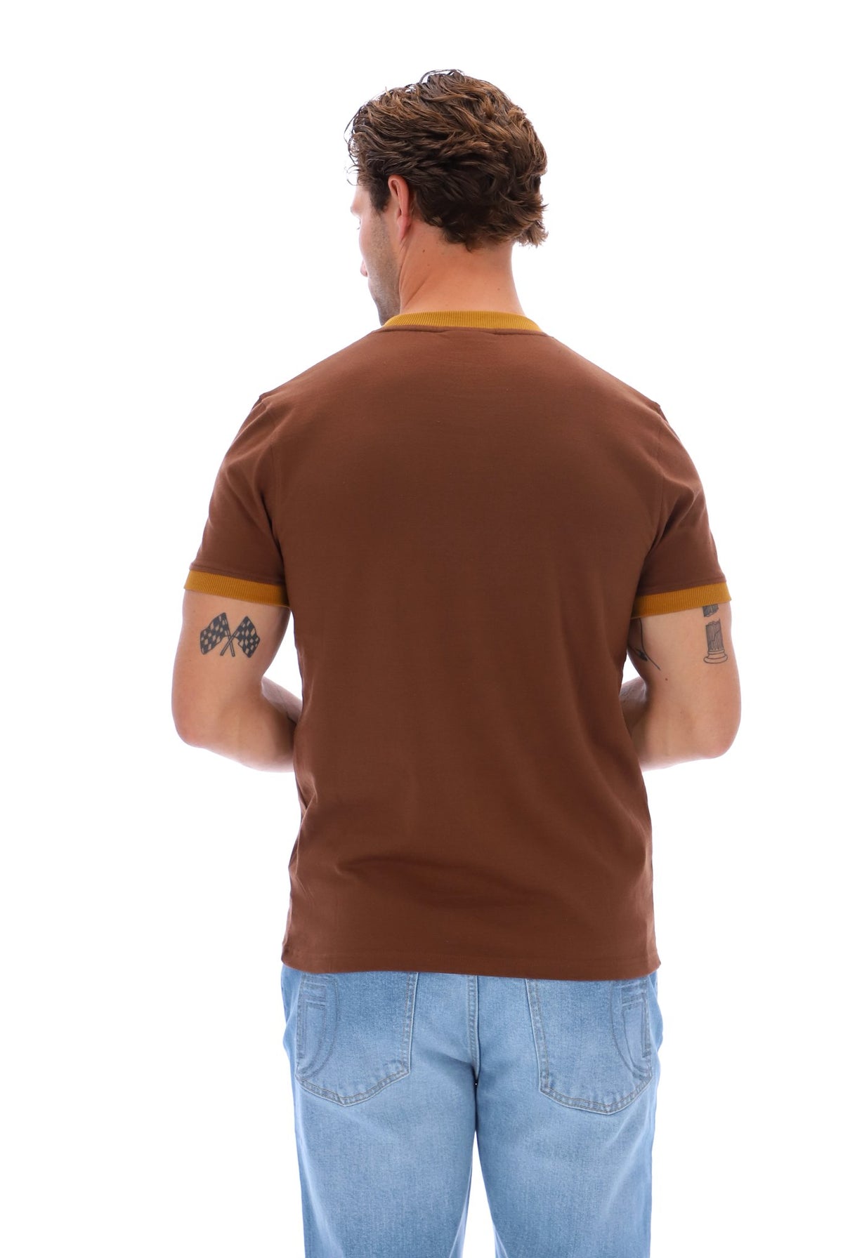 Sergio Tacchini STM14593 SS Master Crew Neck T Shirt Potting Soil / Gardenia / Golden Brown
