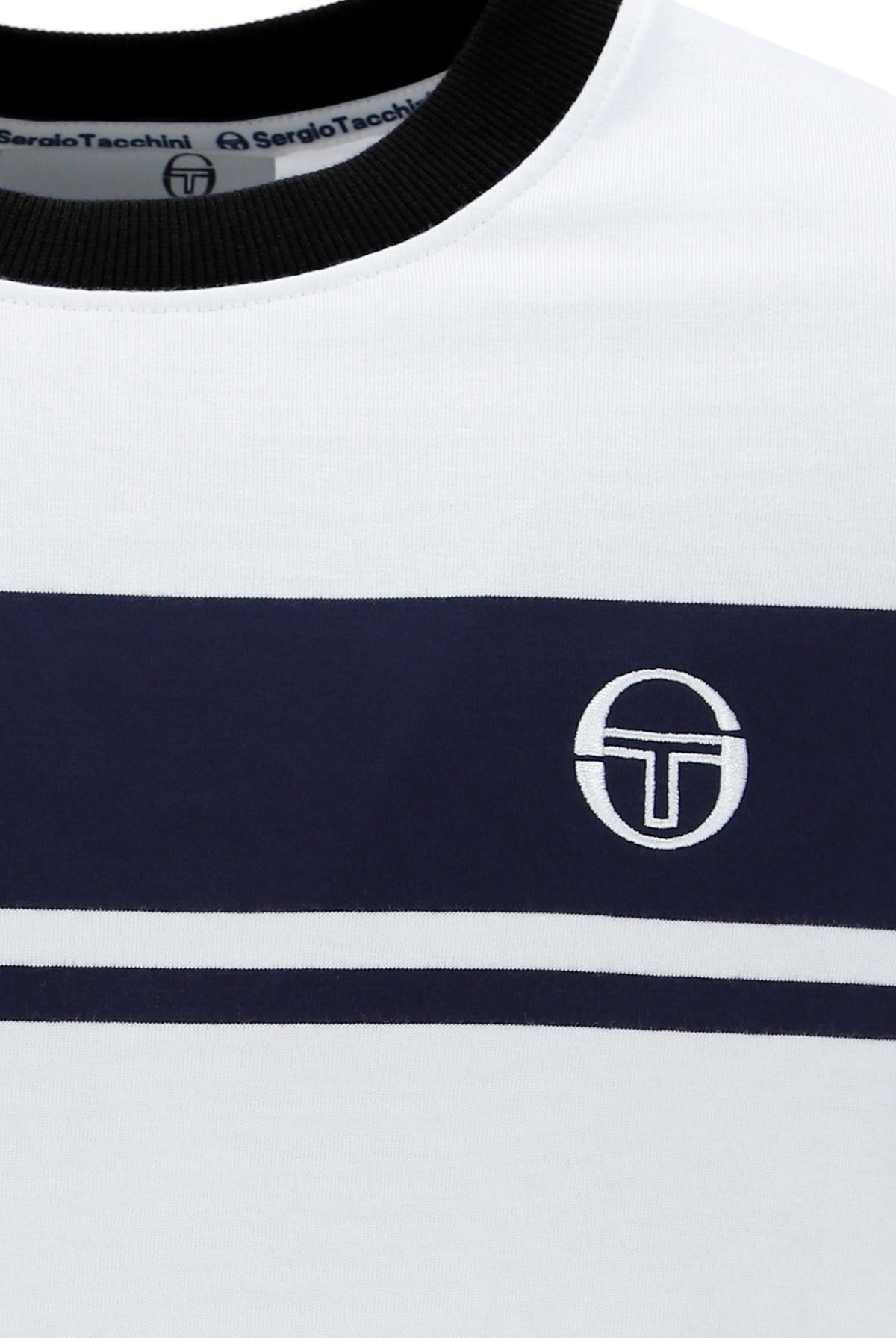 Sergio Tacchini STM14593 SS Master Crew Neck T Shirt White / Maritime Blue / Black