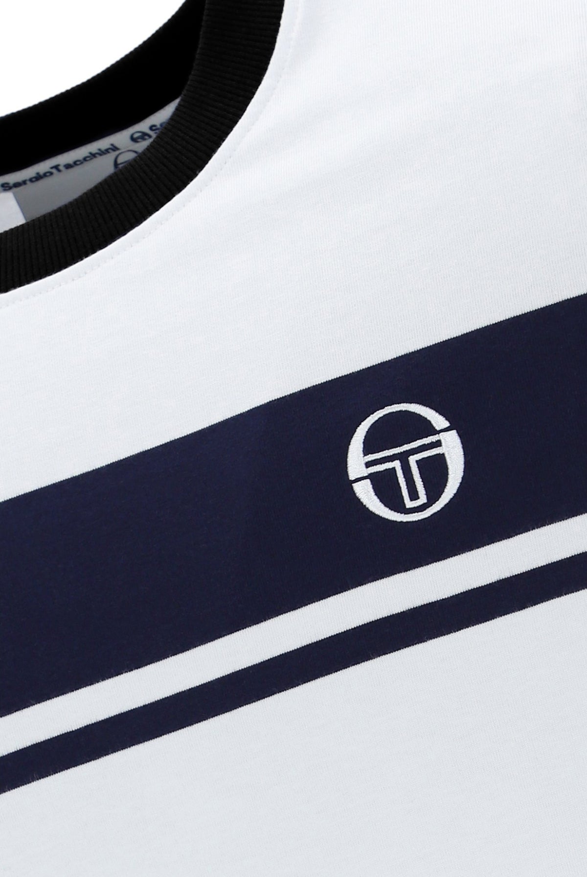 Sergio Tacchini STM14593 SS Master Crew Neck T Shirt White / Maritime Blue / Black
