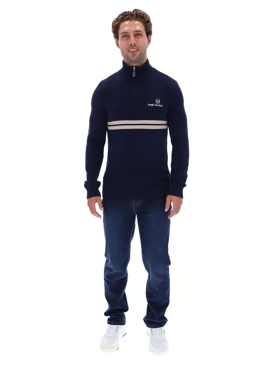 Sergio Tacchini New Dallas 1/4 Zip Knitted Top Maritime Blue / Peyote