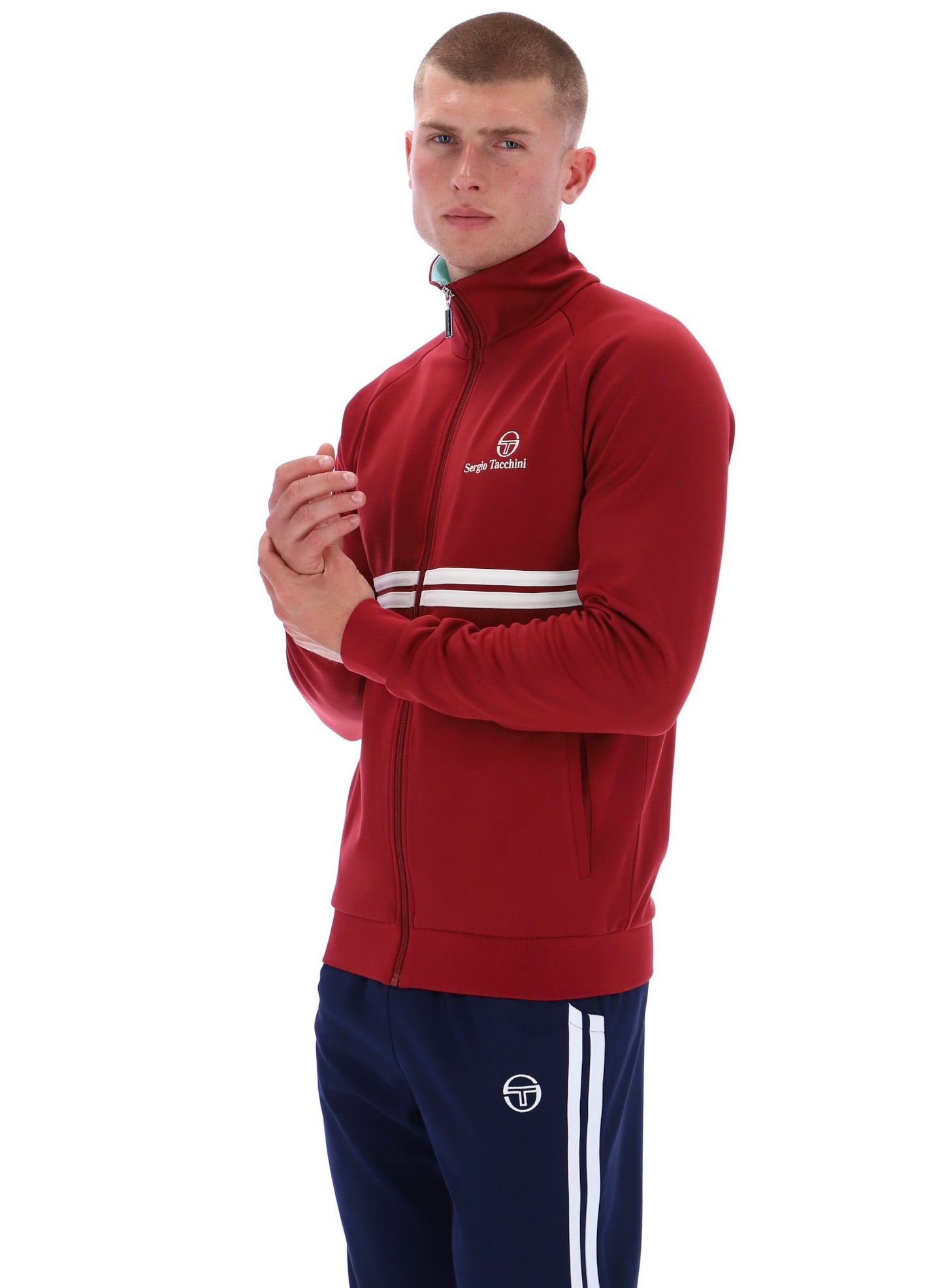 Sergio Tacchini Men's New Dallas Track Top Rhubard / Gardenia