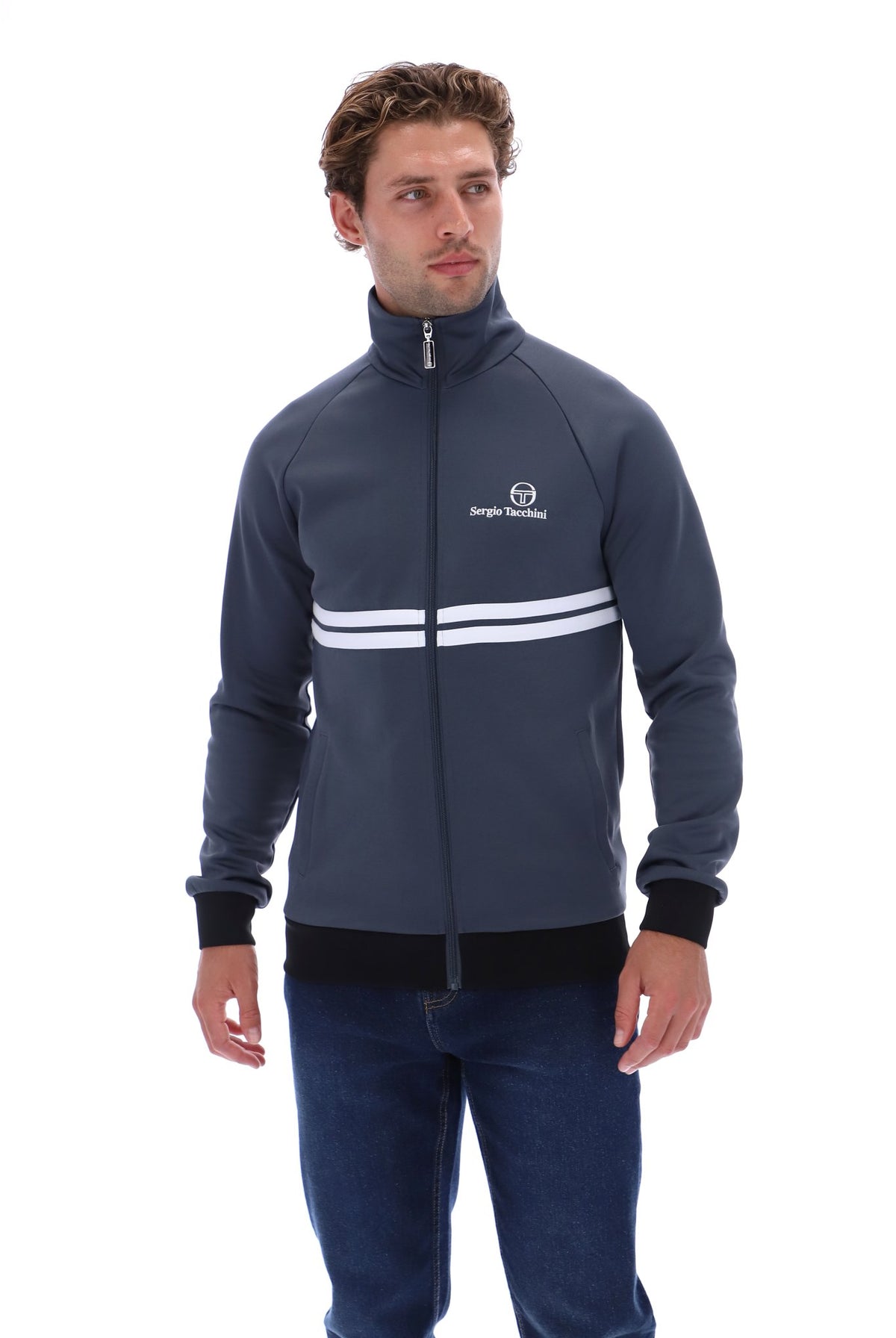 Sergio Tacchini Men's Dallas Track Top Turbulence / White / Black