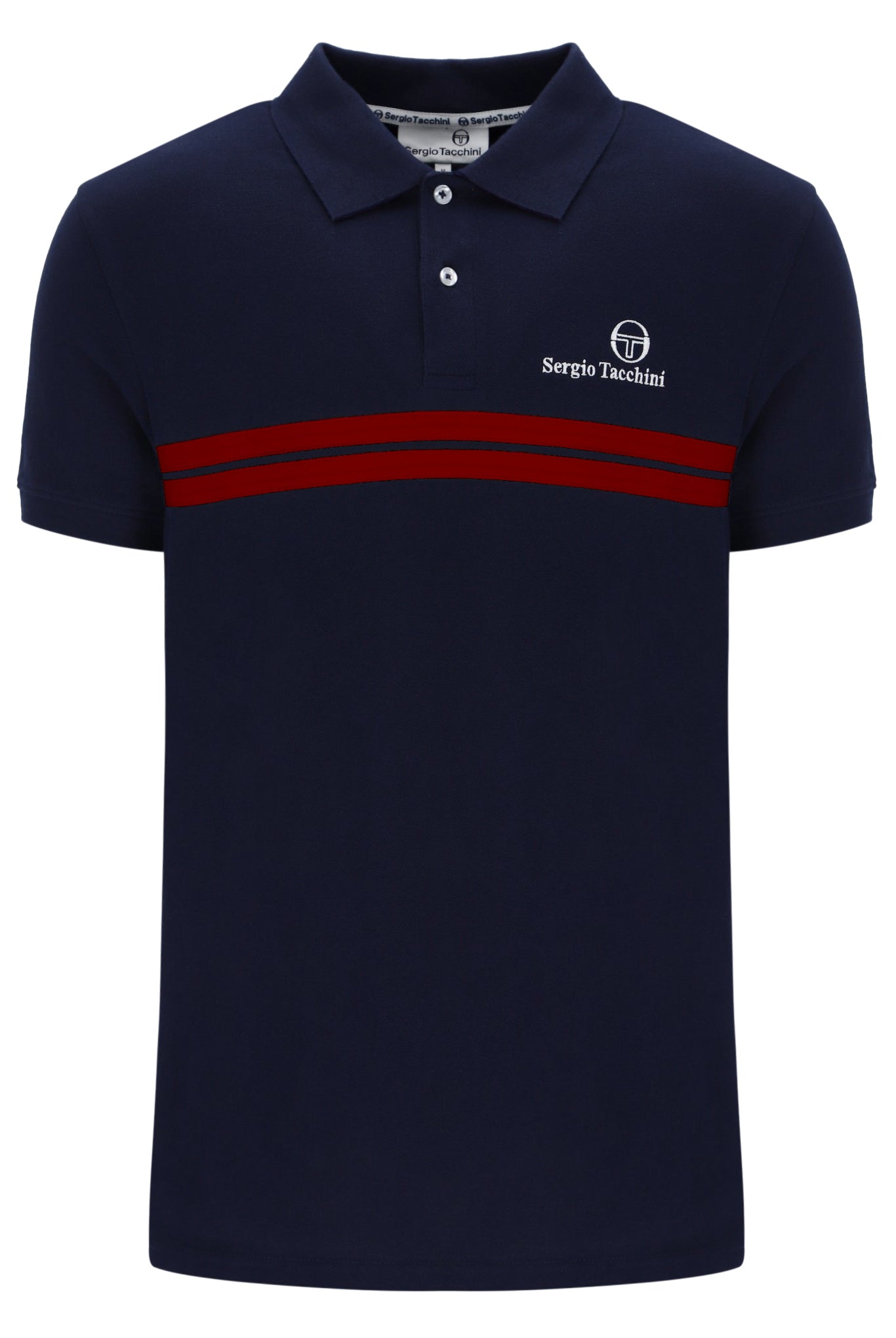 Sergio Tacchini Men's New Supermac Polo Shirt Maritime Blue / Adrenaline Rush