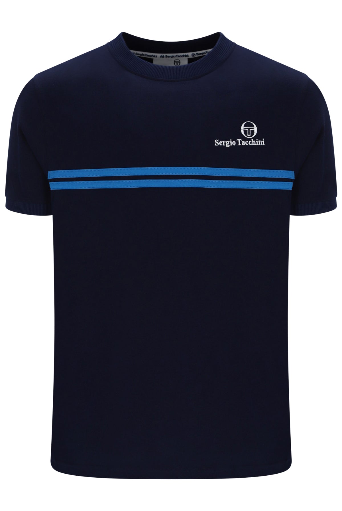 Sergio Tacchini Men's STM14565 Supermac Short Sleeve T Shirt Maritime Blue / Princess Blue